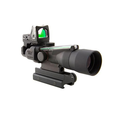 Trijicon ACOG 3x30mm Compact Dual Illuminated Scope Green Chevron .223/62gr Ball Reticle, RMR 9.0 MOA Green Dot, Black