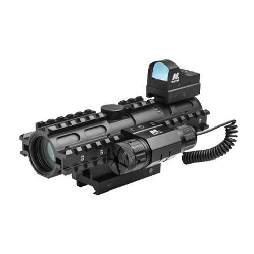 NcStar 3RS Tri-Rail Combo 2-7x32 Mil Dot/ Micro Dot/ Red Laser