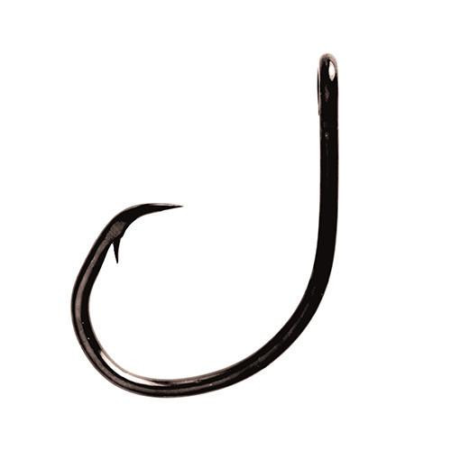 Eagle Claw Lazer Circle Mid-Wire Offset Hook, Platinum Black Size 8/0 (Per 5)