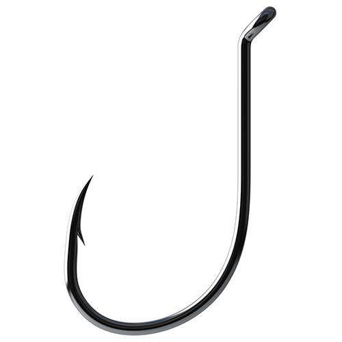 Eagle Claw Lazer Octopus Long Shank Offset  Up Eye Hook, Platinum Black Size 12 (Per 12)