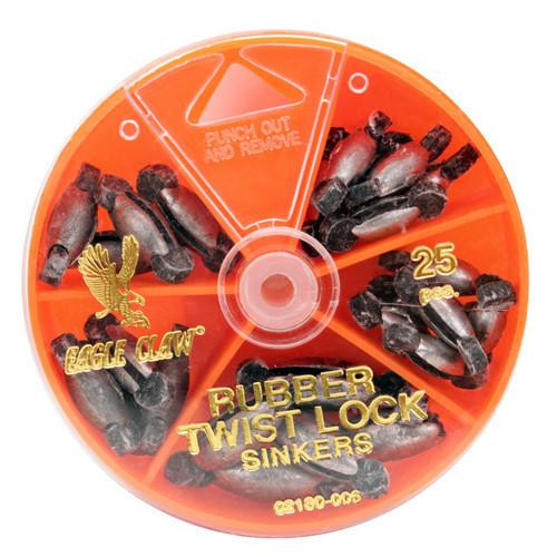 Eagle Claw Sinker Assortment Rubber Twist Lock (Per 25)