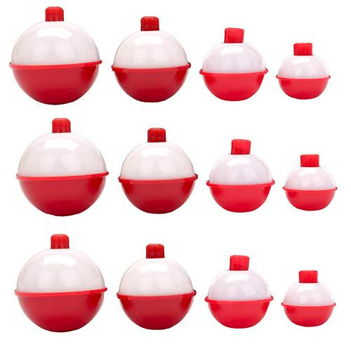 Eagle Claw Snap-On Round Floats, Red/White Assorted Sizes (Per 12)