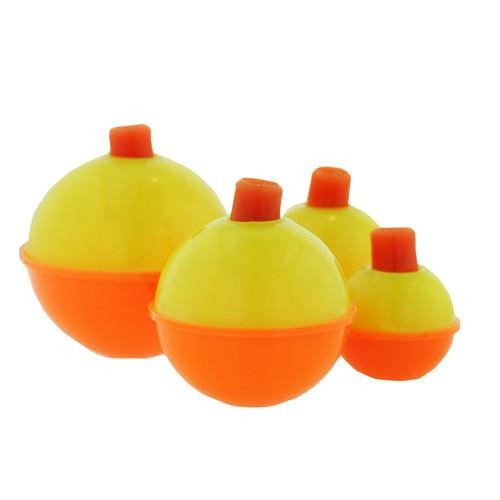 Eagle Claw Snap-On Round Floats, Orange/Yellow Assorted Sizes(Per 12)