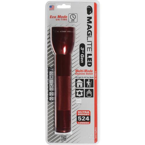Maglite ML300L LED 2 Cell D Flashlight Clam Package, Red
