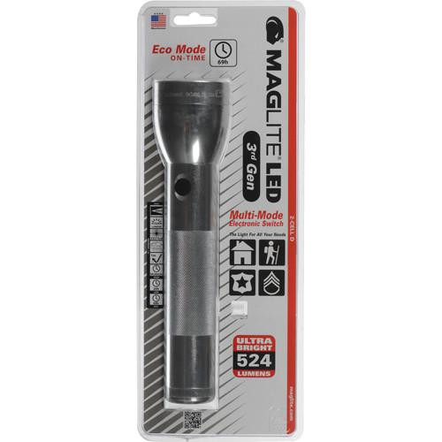 Maglite ML300L LED 2 Cell D Flashlight Clam Package, Silver