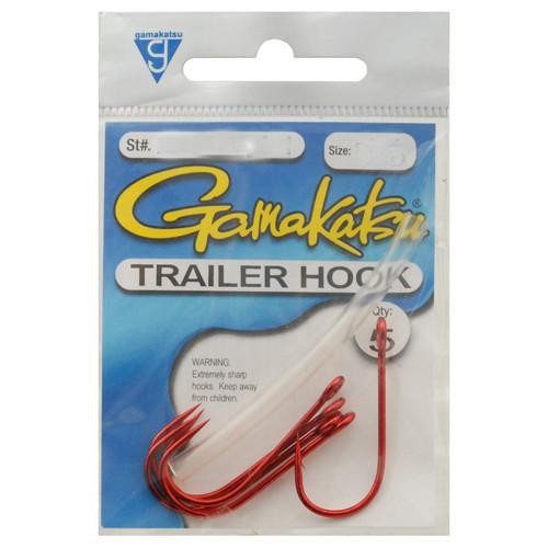 Gamakatsu Spinner Bait Trailer Hook Size 2/0, Red, Per 5