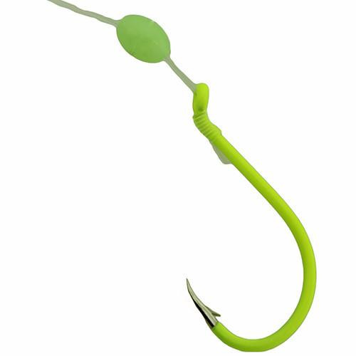 Gamakatsu Walleye Snell with Glowbead Hook Size 2, 8 Pound Line, Chartreuse, Per 5