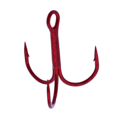Gamakatsu Treble Hooks, Round Bend Size 6, Red, Per 10