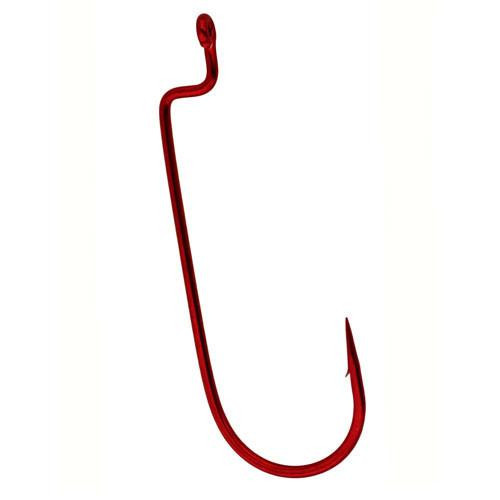 Gamakatsu Worm Hook, Offset Shank, Round Bend Size 1/0, Red, Per 6