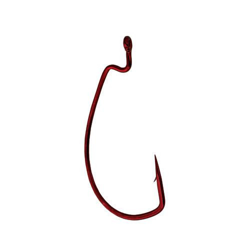 Gamakatsu Worm Hook, Superline, Offset Shank, EWG Size 5/0, Red, Per 4