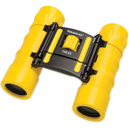 Tasco Essentials Binoculars 10x25, Yellow, Roof, Clam
