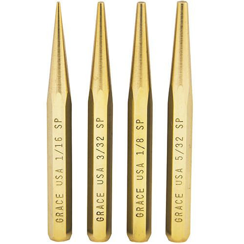 Grace USA Tools Brass Punch Set Starter, 4 Pieces