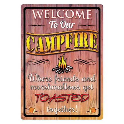 Rivers Edge Products 12" x 17" Tin Sign Welcome To Our Campfire