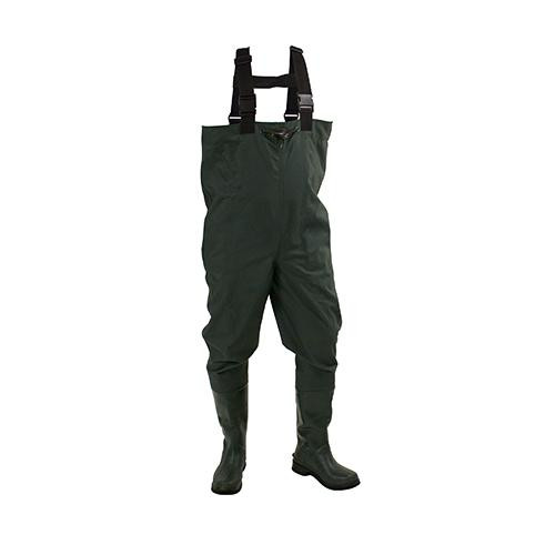 Frogg Toggs Chest Wader Cascades 2 Ply Rubber Bootfoot, Cleated, Size 13, Dark Green