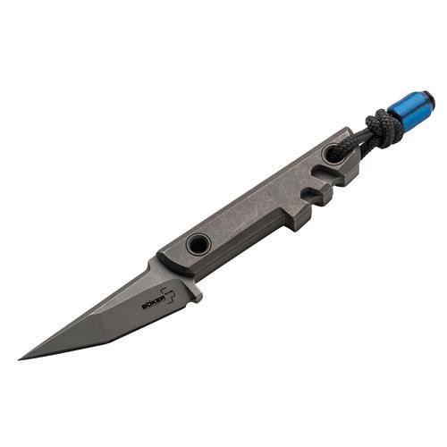 Boker Knives Plus Fixed Knife Mini Slik, 2.10 Blade, Gray Titamium Handle with Kydex Sheath