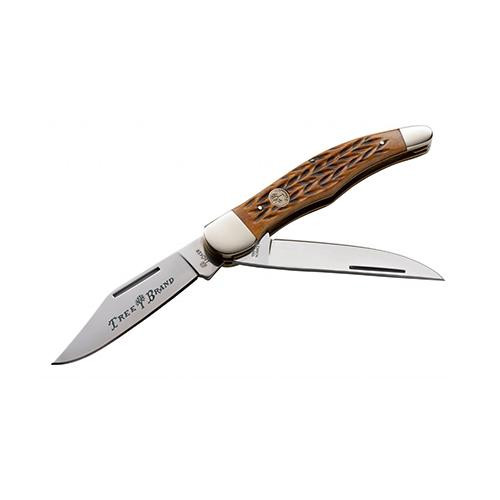 Boker Knives Traditional Series Folding Knife Hunter Jigged, (2) 4 Blades, Slip Joint, Brown Bone Handle