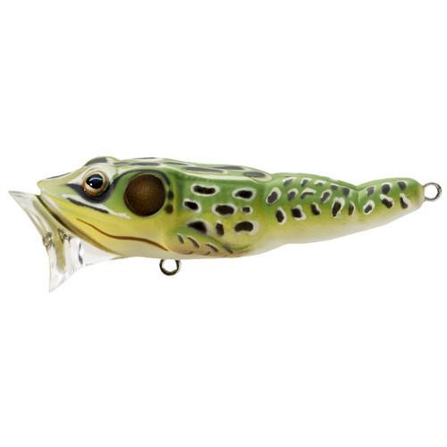 LiveTarget Lures Frog Popper 2 1/2", Number 6 Size Hook, Topwater Depth, Green/Yellow