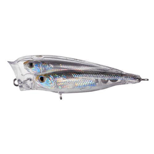 LiveTarget Lures Glass Minnow Juvenile Baitball Popper Freshwater 2 1/2", Number 6 Hook Size, Topwater Depth, Silver/Smoke