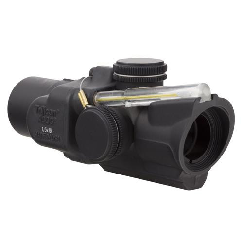 Trijicon ACOG 1.5x16S Compact Low Height Scope Dual Illuminated Amber Ring and 2 MOA Center Dot Reticle, Black