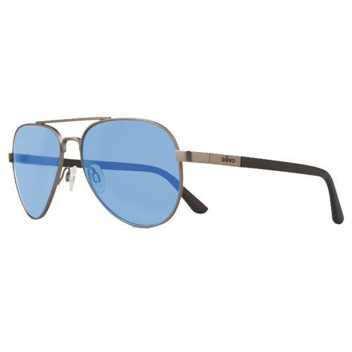 REVO Raconteur Sunglasses Gun Metal Frames, Blue Water Serilium Lens