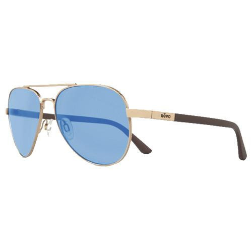 REVO Raconteur Sunglasses Gold Frames, Blue Water Serilium Lens