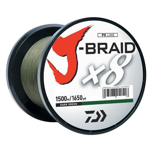 Daiwa J-Braid Braided Line, 40 lbs Tested 1650 Yards/1500m Filler Spool, Dark Green