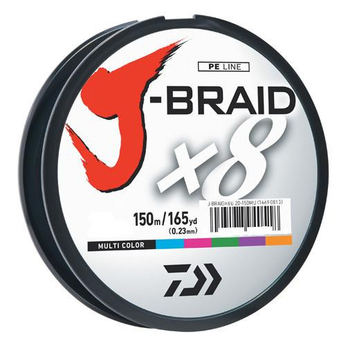 Daiwa J-Braid Braided Line, 40 lbs Tested 165 Yards/150m Filler Spool, Multi Color