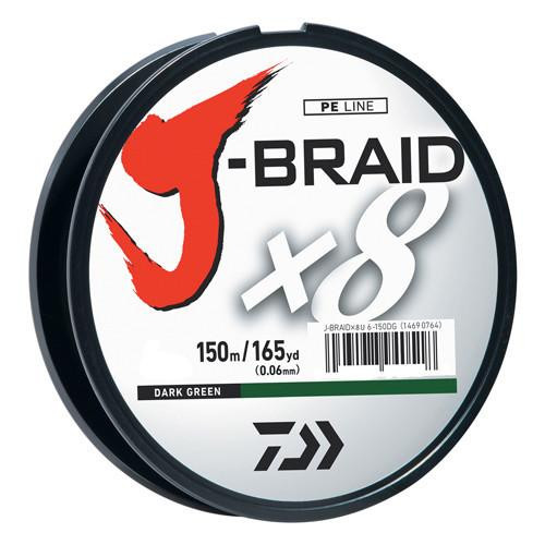 Daiwa J-Braid Braided Line, 50 lbs Tested 165 Yards/150m Filler Spool, Dark Green