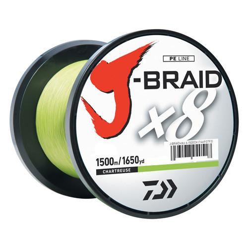 Daiwa J-Braid Braided Line, 65 lbs Tested 1650 Yards/1500m Filler Spool, Chartreuse