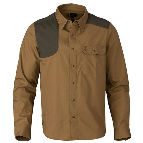 Browning Austin Shooting Shirt, Long Sleeve Taupe/Loden, Small