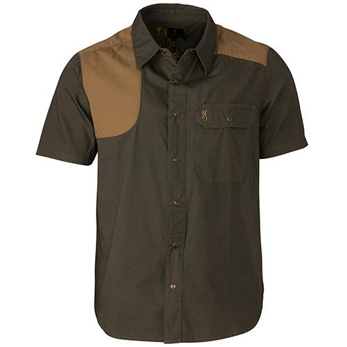 Browning Austin Shooting Shirt, Short Sleeve Loden/Taupe, Medium
