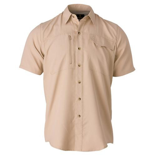 Browning Phenix Shooting Shirt Short Sleeve, Khaki, Large