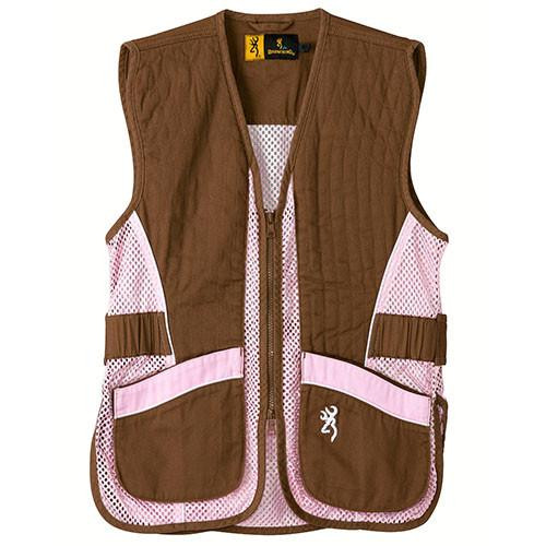 Browning Junior Trapper Creek Shooting Vest for Her Brown/Pink/Tan, Medium