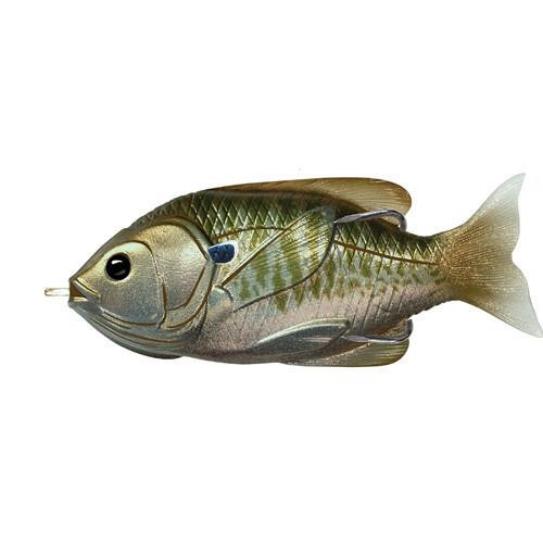 LiveTarget Lures Sunfish Hollow Body 3 1/2", Numner 4/0 Hook Size, Topwater Depth, Olive/Metallic Bluegill
