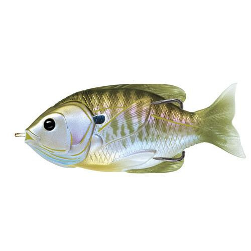 LiveTarget Lures Sunfish Hollow Body 3 1/2", Numner 4/0 Hook Size, Topwater Depth, Natural/Olive Bluegill