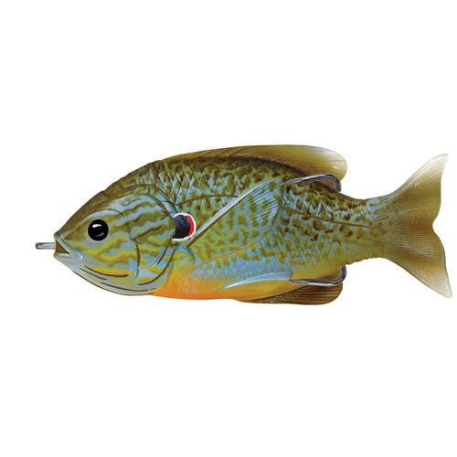 LiveTarget Lures Sunfish Hollow Body 3 1/2", Numner 4/0 Hook Size, Topwater Depth, Natural/Blue Pumpkinseed