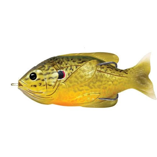 LiveTarget Lures Sunfish Hollow Body 3 1/2", Numner 4/0 Hook Size, Topwater Depth, Green/Bronze Pumpkinseed