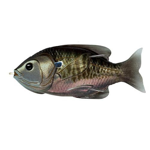LiveTarget Lures Sunfish Hollow Body 3 1/2", Numner 4/0 Hook Size, Topwater Depth, Midnight/Metallic Bluegill