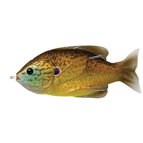 LiveTarget Lures Sunfish Hollow Body 3 1/2", Numner 4/0 Hook Size, Topwater Depth, Copper Pumpkinseed