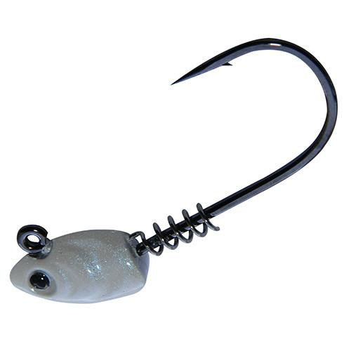 Gamakatsu Superline Swim Bait Head Hook Size 4/0, 3/16 oz, Pearl White, Per 3