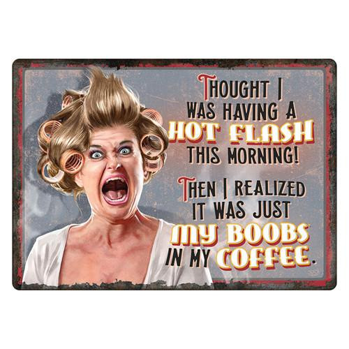 Rivers Edge Products 12" x 17" Tin Sign Hot Flashes / Coffee