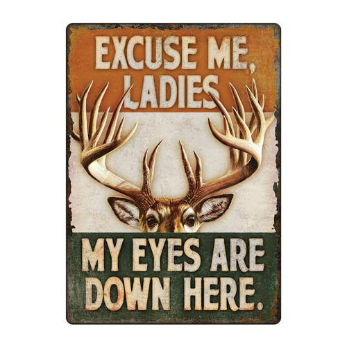 Rivers Edge Products 12" x 17" Tin Sign Eyes Down Here