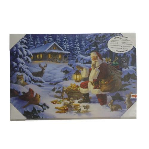 Rivers Edge Products 24"x16" LED Wall Art Woodland Santa