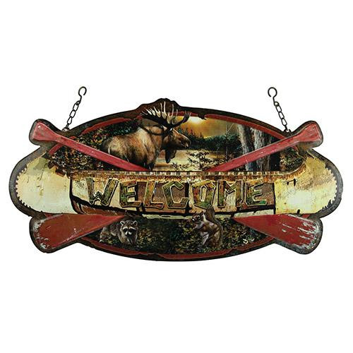 Rivers Edge Products Hanging Sign Welcome Canoe