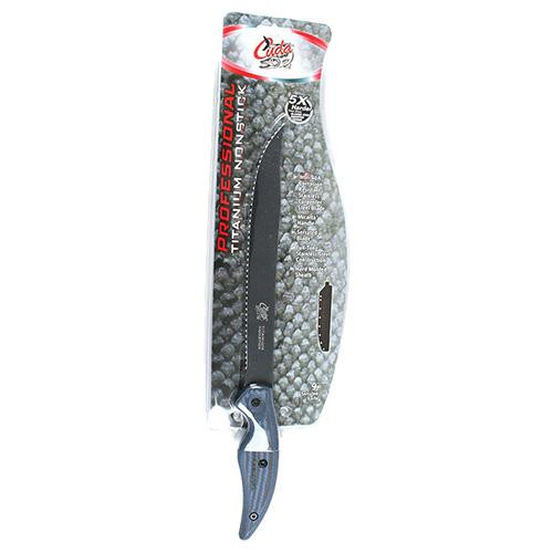 Cuda Brand Fishing Products 9 Titanium Non-Stick Professional Serrated Knife with Sheath