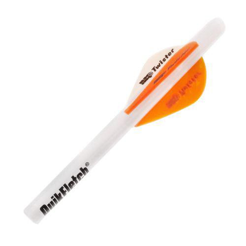 New Archery Products Quikfletch Twister Arrow Fletching System White Wrap, 2 Orange, 1 White Fletching, 31 Grains, Per 6