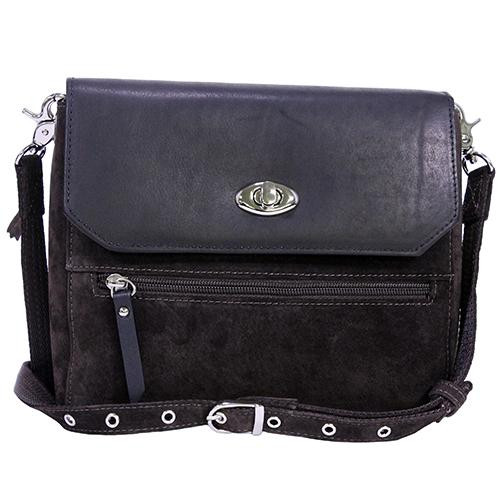 Gun Toten Mamas Suede Clutch with Cowhide Flap Brown