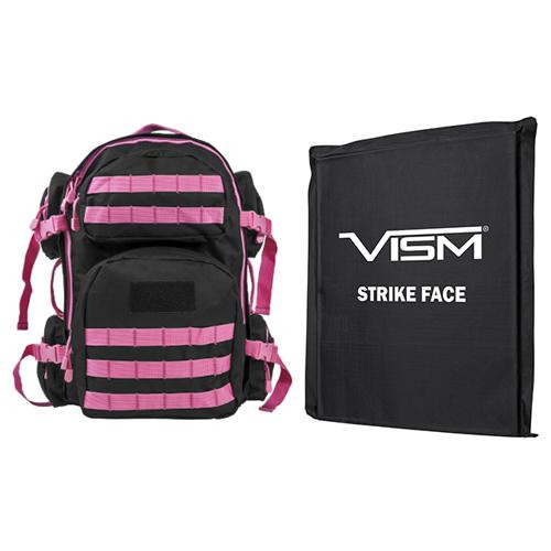 NcStar Tactical Backpack with 10" x 12" Square Panels Black with Pink Trim