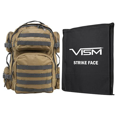 NcStar Tactical Backpack with 10" x 12" Square Panels Tan with Gray Trim