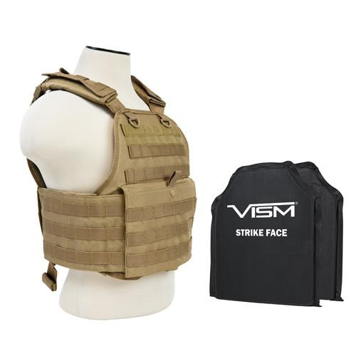NcStar Plate Carrier Vest 2 10" x 12" Soft Panels, Tan